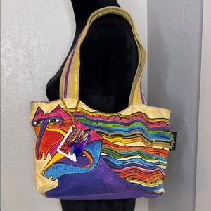 Laurel Burch "Wind Spirit" Canvas Tote Bag Shoulder Purse Charm whimsical horse